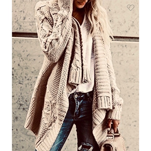 Cable Wrap Draped Cardigan Sweater - Picture 2 of 10